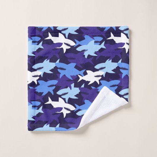 Blauhaie Camouflage Muster Badhandtuch Set (Waschlappen)