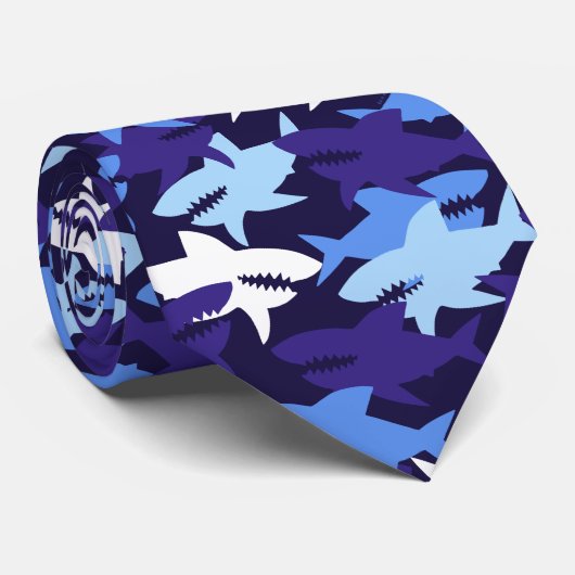 Blauhaie Camouflage Muster Krawatte (Gerollt)