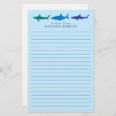 Blauhaie Niedliche Kid's Briefpapier (Vorne/Hinten)