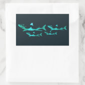 Blauhaie Rechteckiger Aufkleber (Tasche)