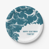 Blauhais-Jungen-Geburtstagsparty Pappteller (Vorderseite)