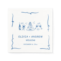 Blauhandgezeichnete Whimsical-Hochzeit