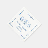 Blauhandgezeichnete Whimsical-Hochzeit Serviette (Ecke)
