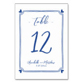 Blauhandgezeichnete Whimsical-Hochzeit Tischnummer (Rückseite)