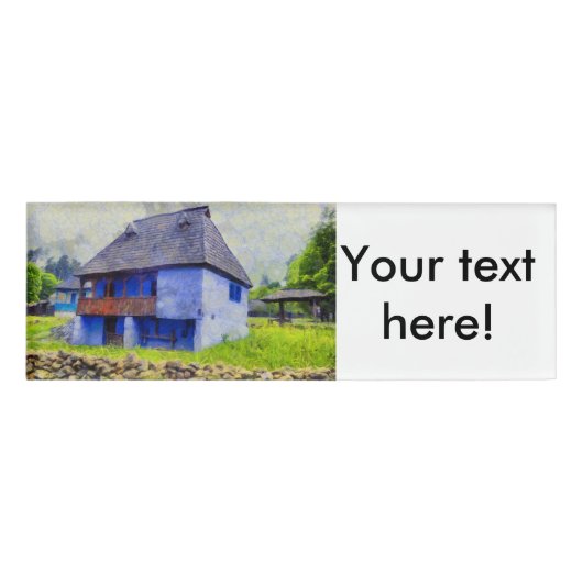 Blauhausmalerei Namenschild (Vorderseite)