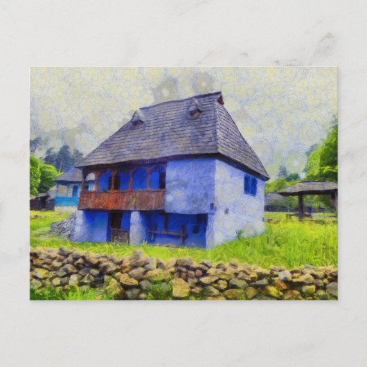 Blauhausmalerei Postkarte (Vorderseite)