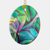 Blauhawaii Tropische Blattfolienkunst Keramik Ornament (Rechts)