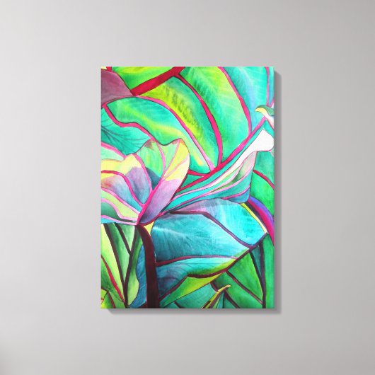 Blauhawaii Tropische Blattfolienkunst Leinwanddruck (Vorderseite)