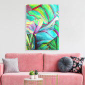 Blauhawaii Tropische Blattfolienkunst Leinwanddruck (Insitu (Wohnzimmer))