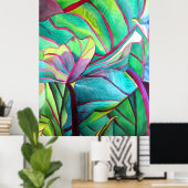 Blauhawaii Tropische Blattfolienkunst Poster (Heimbüro)