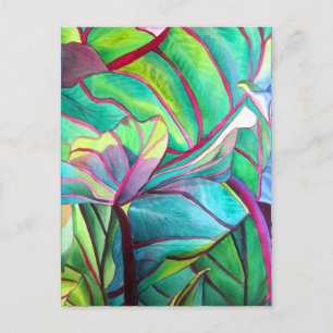 Blauhawaii Tropische Blattfolienkunst Postkarte