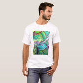 Blauhawaii Tropische Blattfolienkunst T-Shirt (Vorne ganz)