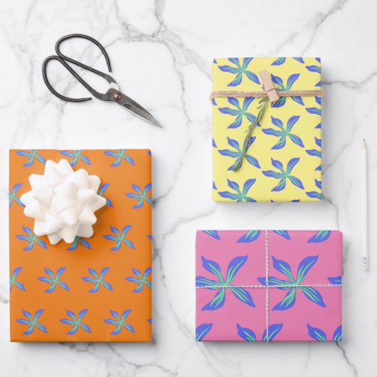Blauhawaiianische Blume Geschenkpapier Set (Vorderseite)