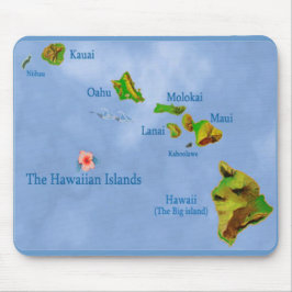 Blauhawaiianische Inselkarte Mousepad