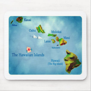 Blauhawaiianische Inselkarte Mousepad