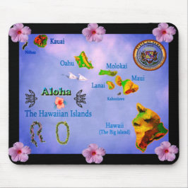 Blauhawaiianische Inselkarte Mousepad