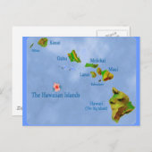 Blauhawaiianische Inselkarte Postkarte (Vorne/Hinten)