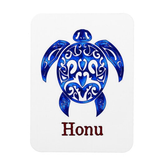 Blauhawaiianische Meeresschildkröte auf Weiß Magnet (Vertikal)