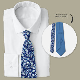 Blauhawaiianische Plumeria-Blume Personalisiert Krawatte