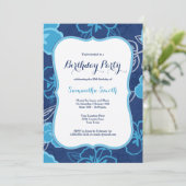 Blauhawaiianischer Hibiskus Blume Geburtstag Einla Einladung (Stehend Vorderseite)