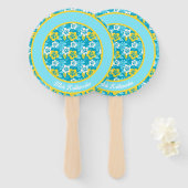 Blauhawaiianischer Hibiskus Blumenmuster Fächer (Vorne und Hinten)