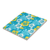 Blauhawaiianischer Hibiskus Blumenmuster Fliese (Seite)