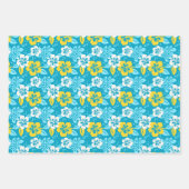 Blauhawaiianischer Hibiskus Blumenmuster Geschenkpapier Set (Vorderseite 2)