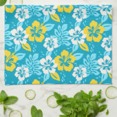 Blauhawaiianischer Hibiskus Blumenmuster Geschirrtuch (Gefaltet)