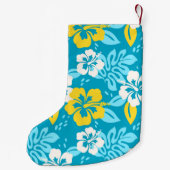Blauhawaiianischer Hibiskus Blumenmuster Kleiner Weihnachtsstrumpf (Rückseite)