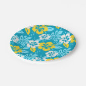 Blauhawaiianischer Hibiskus Blumenmuster Pappteller (Schrägansicht)