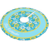 Blauhawaiianischer Hibiskus Blumenmuster Polyester Weihnachtsbaumdecke (Schrägansicht)