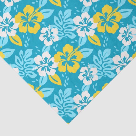 Blauhawaiianischer Hibiskus Blumenmuster Seidenpapier (Detail)