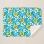 Blauhawaiianischer Hibiskus Blumenmuster Sherpadecke (Vorderseite (Horizontal))