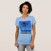 Blauhawaiianischer Himmel und Palmbaum T-Shirt (Vorne ganz)
