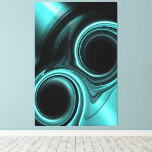 Blauhellfarbige schwarzgelbe Leinwand (Insitu (Holzboden))