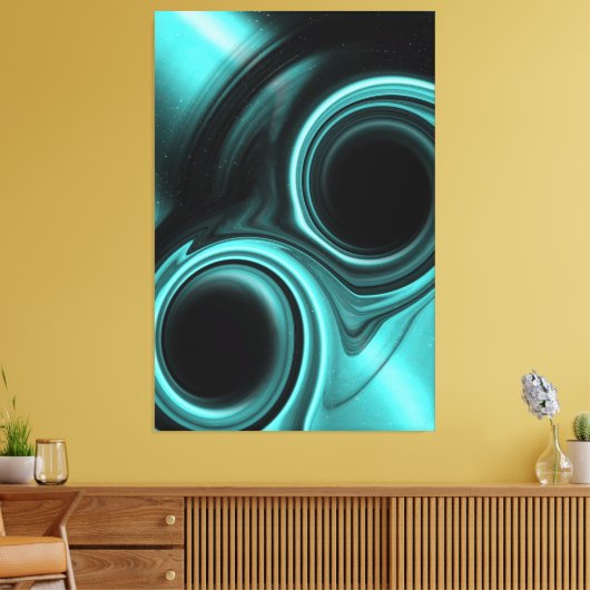 Blauhellfarbige schwarzgelbe Leinwand (Insitu (Wohnzimmer))