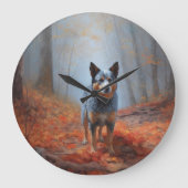 Blauhelm im Herbst Inspiriert Fall Große Wanduhr (Vorderseite)