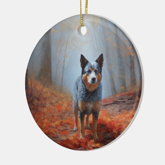 Blauhelm im Herbst Inspiriert Fall Keramik Ornament (Links)