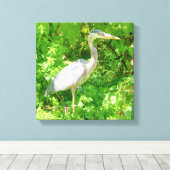 Blauherde, Seeufer, hübscher Wildvogel, Natur Leinwanddruck (Insitu (Holzboden))