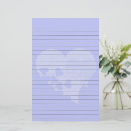 Blauherz-Lined-Stationery Briefpapier (Stehend Vorderseite)