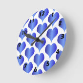 Blauherzen-Design Runde Wanduhr (Winkel)