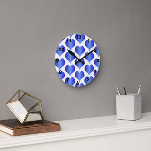 Blauherzen-Design Runde Wanduhr