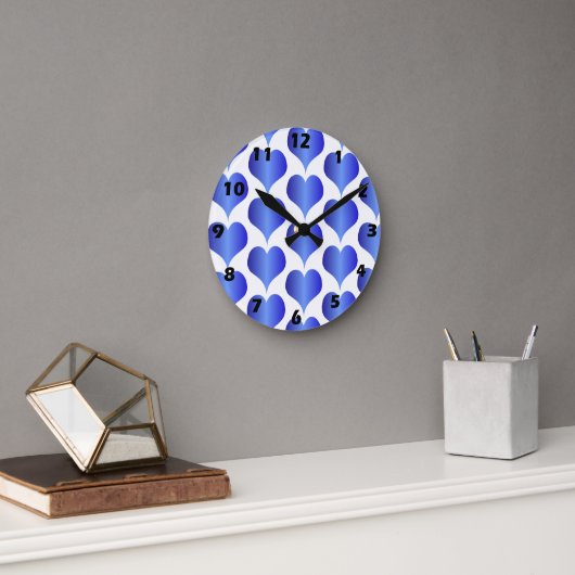 Blauherzen-Design Runde Wanduhr (Büro)