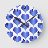 Blauherzen-Design Runde Wanduhr (Vorderseite)