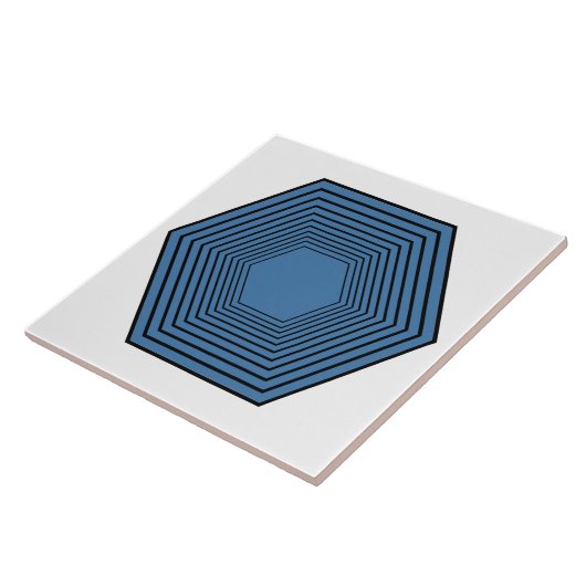 Blauhexagon-Trichter minimalistisch geometrisch Fliese (Seite)