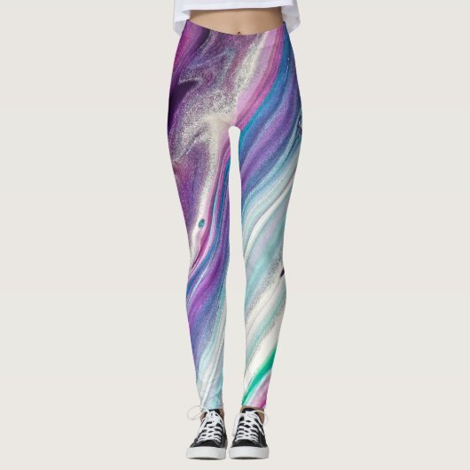 Blauhimbeere abstrakte Leggings (Vorderseite)