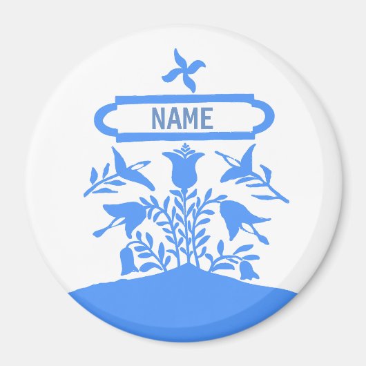 Blauholländische Blume, Namen hinzufügen Magnet (Vorne)