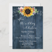 Blauholz-Sonnenblume nach Hochzeitsfeier Einladung (Vorderseite)