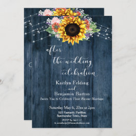 Blauholz-Sonnenblume nach Hochzeitsfeier Einladung