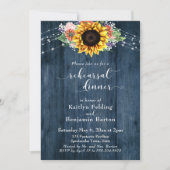 Blauholz-Sonnenblumenlampen nach Hochzeit Probe Einladung (Vorderseite)